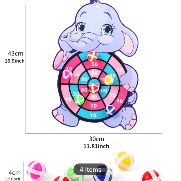 Elephant Interactive Educational Toy -Cartoon Animal Dart Board Sticky Ball - Picture 2 of 3